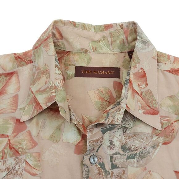 Tori Richard Hawaiian Shirt Mens Small Beige Short Sleeve 100% Cotton - Picture 3 of 11